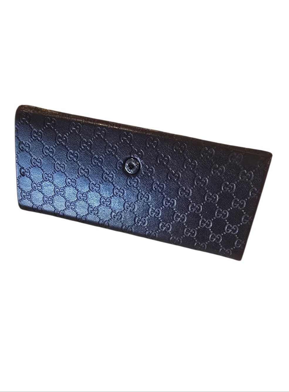 GUCCI Collapsible Glasses Case Brown Embossed Sunglass Holder Designer Logo